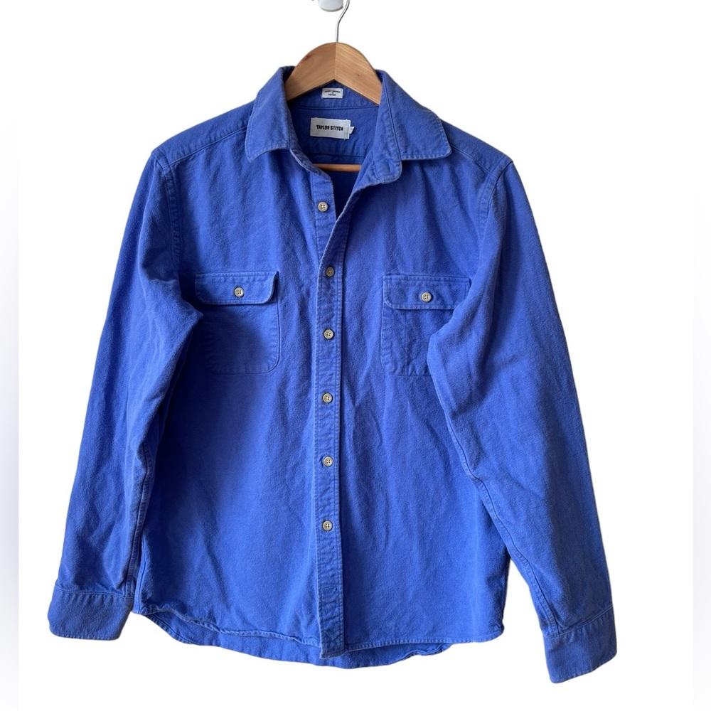 Taylor Stitch The Yosemite Shirt Long Sleeve Washed Blue Cotton Size 40/M